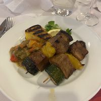 Saitan with polenta and grilled vegetables   at Sbeghen in Treviso