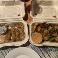 Impossible pot stickers and vegan tenders  at Kokiyo in Newport Beach