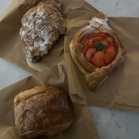 Almond croissant, chocolate croissant, strawberry pastry   at The Milkman - Cockburn St in Edinburgh