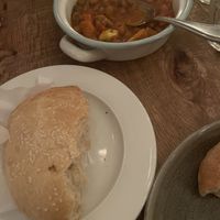 Half of the vegan bread and a cold bean meze  at Osmans Töchter in Berlin