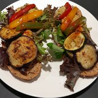 Hummus toasts with grilled veggies at Café Van Noord in Gouda