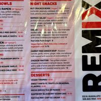 Menu front  at Remix Audio Bar in Santa Fe