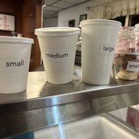 size options- the small had 3 scoops!  at Kohr Soft Ice Cream in Tuckerton