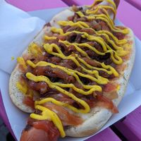 Vegan cheesy dog at Hulas Beach Shack in Folkestone