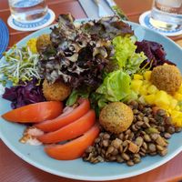Kloster Bowl with extra falafel (vegan) at Klosterbräustüberl Furth in Furth