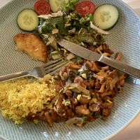 Pfifferlinge (wild mushrooms)  at Golf Restaurant Sachsenross in Noerten-hardenberg