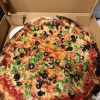 Vegan cheese pizza with broccoli and olives   at Ozzy's Apizza - Food Stand in New Haven