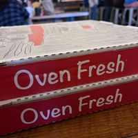 two vegan pizzas at DeFazio's Pizzeria in Albany