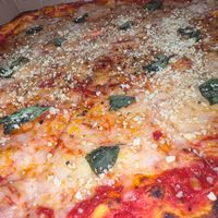 vegan cheese close-up at DeFazio's Pizzeria in Albany