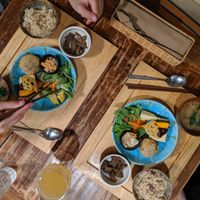 Vegan dinner set - ¥1600 including drink at Yamaneko Cafe in Onomichi