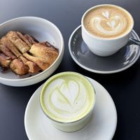 Franzbrötchen, Matcha, Cappuccino   at Etappe Coffee in Offenbach