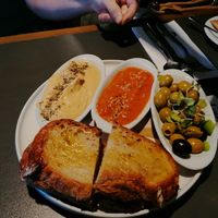 Hummus and muhammara at Gabby's Brunch in Barcelona