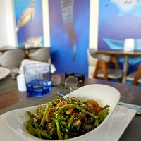 Stir fried kang kung (water spinach). at Malaveli Restaurant  in Dhigurah