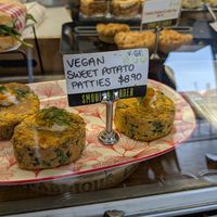 Vegan sweet potato patties at Smoults Larder in Maylands
