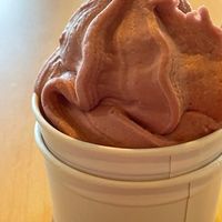 Vegan strawberry ice cream downstairs in the bistro at IKEA in Belfast