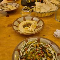 Eggplant, Hummus, and later an absolutely incredible Humms sandwich (big recommendation) at Nūn - Cultural Café in Barcelona