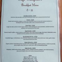 Breakfast menu ft. Vegan burrito and seasonal veg fruit bowl at Cafe Campestre in Ometepe