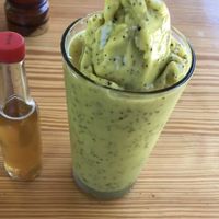 Avocado passion fruit smoothie at Cafe Campestre in Ometepe