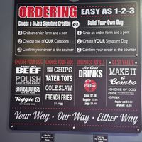 Order your way with tomatoes, diced onions, pickled spear, jalapeños, sport peppers, celery, salt, sweet relish, banana peppers, crispy fried onions sauerkraut and more   at JoJo's Grill-A-Dog in Visalia