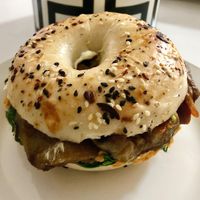 Eggplantarian bagel at Wandr in Dubai