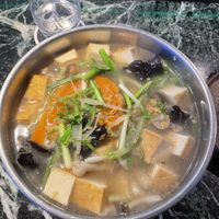 Tofu , glass noodle soup 1750円, no drink ( just Water)  at Bangkok77 - Shinjuku Kabukicho in Tokyo