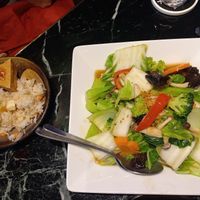 Stir-fried rice (no egg) and stir-fried vegetables (I may have asked for no fish/oyster sauce.. I cannot remember) at Bangkok77 - Shinjuku Kabukicho in Tokyo
