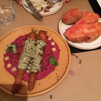 Carrots with beet hummus and pan con tomate at Sesamo in Barcelona