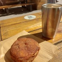 Vegan donut and potato borek at Oscar's Bakery Cafe in Bruce