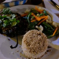 Chile relleno de picadillo de champiñones -- stuffed pepper at La Jícara Librespacio Cultural in Oaxaca