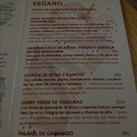 Menu at La Jícara Librespacio Cultural in Oaxaca