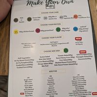 make it your own card with vegan options not explicitly marked as vegan at Healthy Junk in Chiang Mai