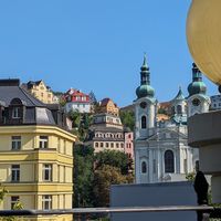 outstanding view on the city from the terasse!! at Café Pohovka in Karlovy Vary