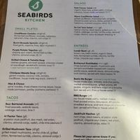 Main menu   at Seabirds Kitchen - The LAB in Costa Mesa