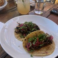 Mushroom tacos, pear mocktail  at Seabirds Kitchen - The LAB in Costa Mesa