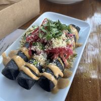 Purple potato tacos   at Seabirds Kitchen - The LAB in Costa Mesa