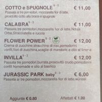 Menu at Invilla in Thiene