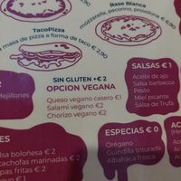 Vegan options in the menu at Kesito Pizzeria in Gran Canaria