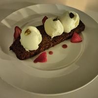 Carrot cake with almond-flavored ice cream. Best thing on the menu. at Elements Restaurant in Oranjestad