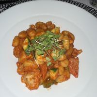 Vegan gnocchi with veggies & Pomodoro  at Elements Restaurant in Oranjestad