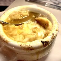 Vegan French Onion Soup  at Elements Restaurant in Oranjestad