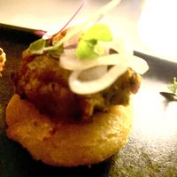 Arepas Eggplant Mechada  at Elements Restaurant in Oranjestad