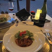 Salad with Char-grilled eggplantt  at Elements Restaurant in Oranjestad