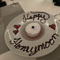 Grilled pineapple with coconut sorbet  at Elements Restaurant in Oranjestad