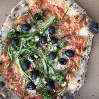 Vegan “veggie” pizzaa  at Coastal Crust Pizza in Swanage