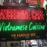street signage at Aubergine Cafe in Hanoi