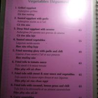 veg*an menue at Aubergine Cafe in Hanoi