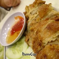 fried chicken with sweet and sour dipping sauce at VegeGood in Kuala Lumpur