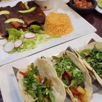 All vegan: Vegetable Mole Enchiladas, Tacos, Gorditas, Sopes, Huaraches! at Mi Sazon in Flemington