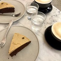 Chocolate cake with mocha frostingg  at Corde Coffee  in Geneva
