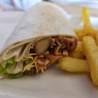 BBQ Jackfruit wrap and fries at Furley & Co in Hull